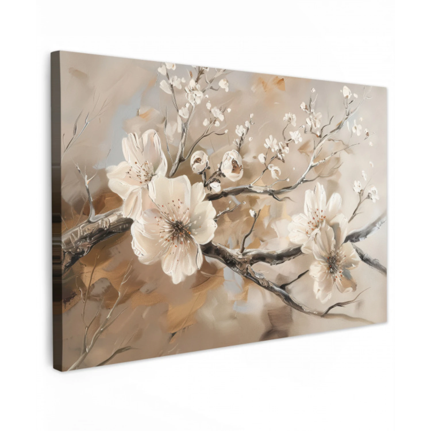 Bloemen - Natuur - Wit - Bloesem - Abstract canvas 2cm klein -z3d