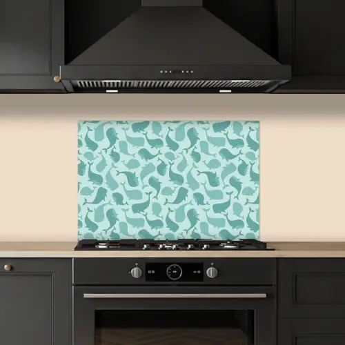 Zee - Dieren - Blauwe vinvis keuken achterwand spatscherm klein 900 -sfeer1