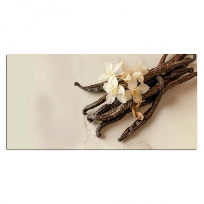 Vanille - Bloemen - Beige Muismat XXL klein -3d_leeg