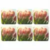 Tulpen - Roze - Zonnestralen onderzetter kurk middel -3d
