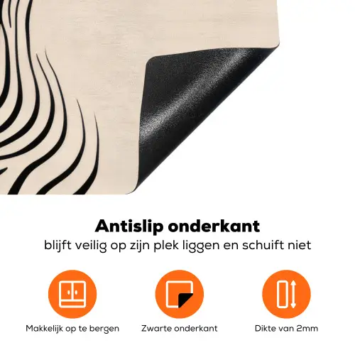 Lijnen - Abstract - Golvend - Zwart Inductie beschermer vinyl 3mm klein -zzzzzzz-td-onderkant