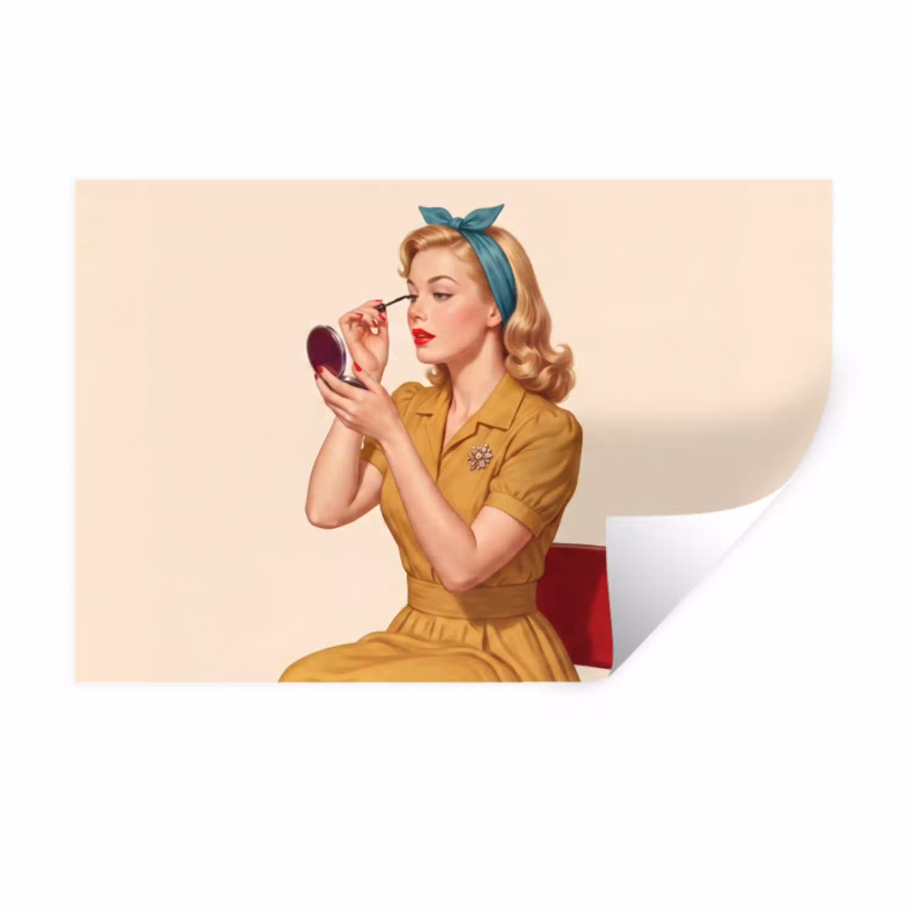 Illustratie - Mascara - Vrouw - Geel Muursticker klein -3d