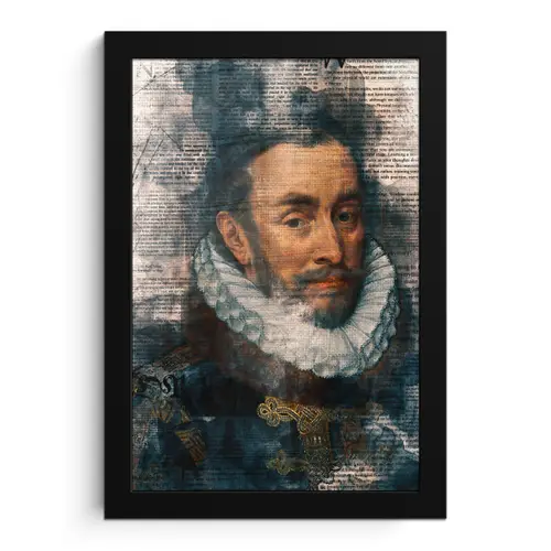 Willem van Oranje - Adriaen Thomasz - Krant fotolijst zwart zonder passe partout klein -3d