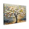 Boom - Bloemen - Goud - Beige canvas 2cm klein -z3d