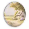 Huisje - Hout - Bloemen Akoestische PET Vilt - Rond klein -3d