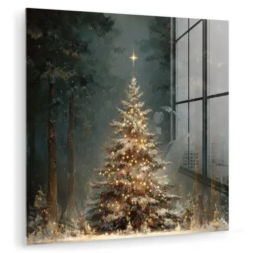 Kerstboom - Bos - Sneeuw - meerkleurig plexiglas 5mm klein -zzzproduct_nieuw