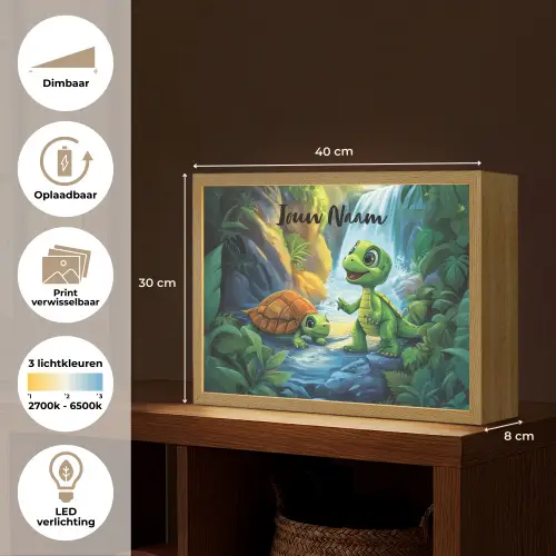 Schildpad - Dino - Jungle - Waterval Light Box met batterij (Wandlamp kind) middel -USP_websiteoverzichtNL