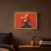 Oranje - Hoed - Vrouw Light Box met batterij (Wandlamp) middel -sfeer4