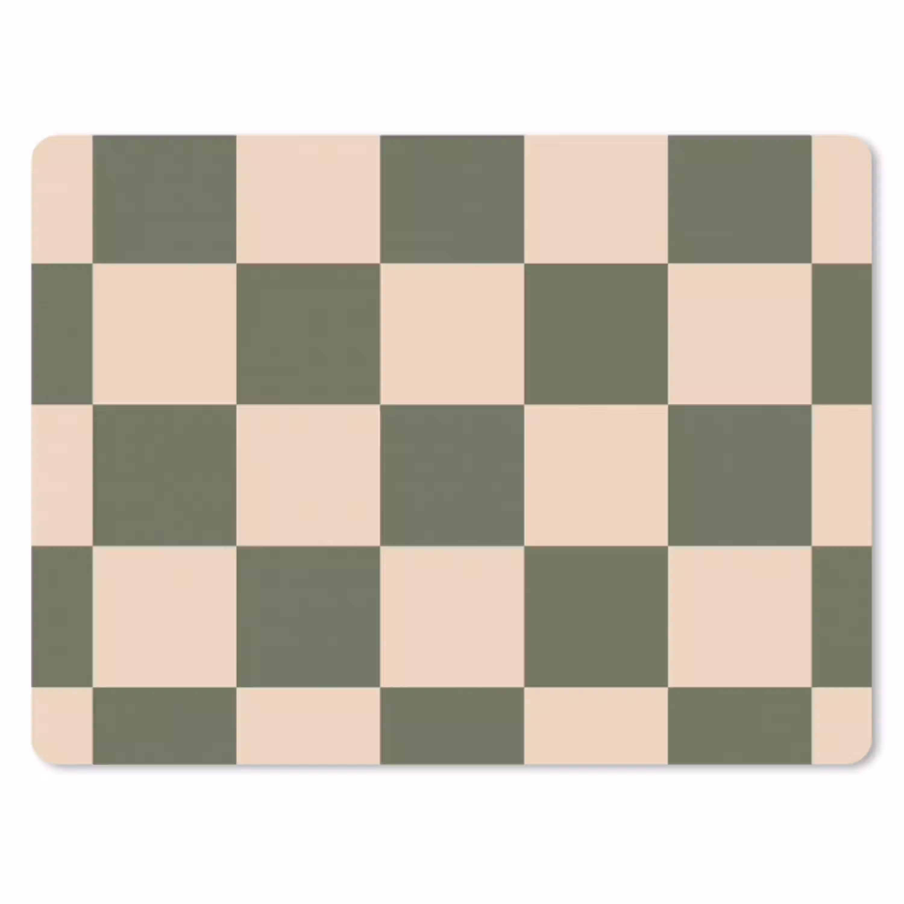 Schaakbord print - Groen - Beige - Blokjes muismat rubber klein -3d