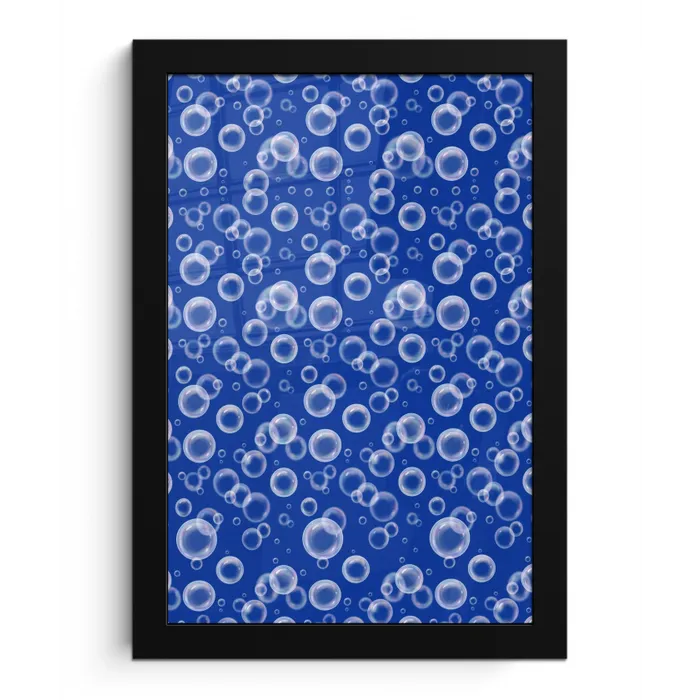 Bubbels - Patroon - Blauw fotolijst zwart zonder passe partout klein -3d