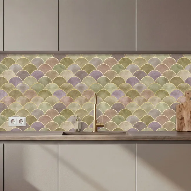 Kitchen Wall Splashback - Soft - Gold - Colorful