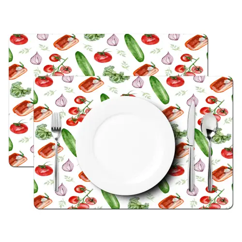 Tomaat - Paprika - Komkommer - Patroon Placemat vinyl groot 368 -zzsfeer2_Kitchenyeah-website