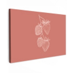 Minimalistisch - Illustratie - Aardbei - Tak Tuinposter op houten frame 2 cm dik klein -3d