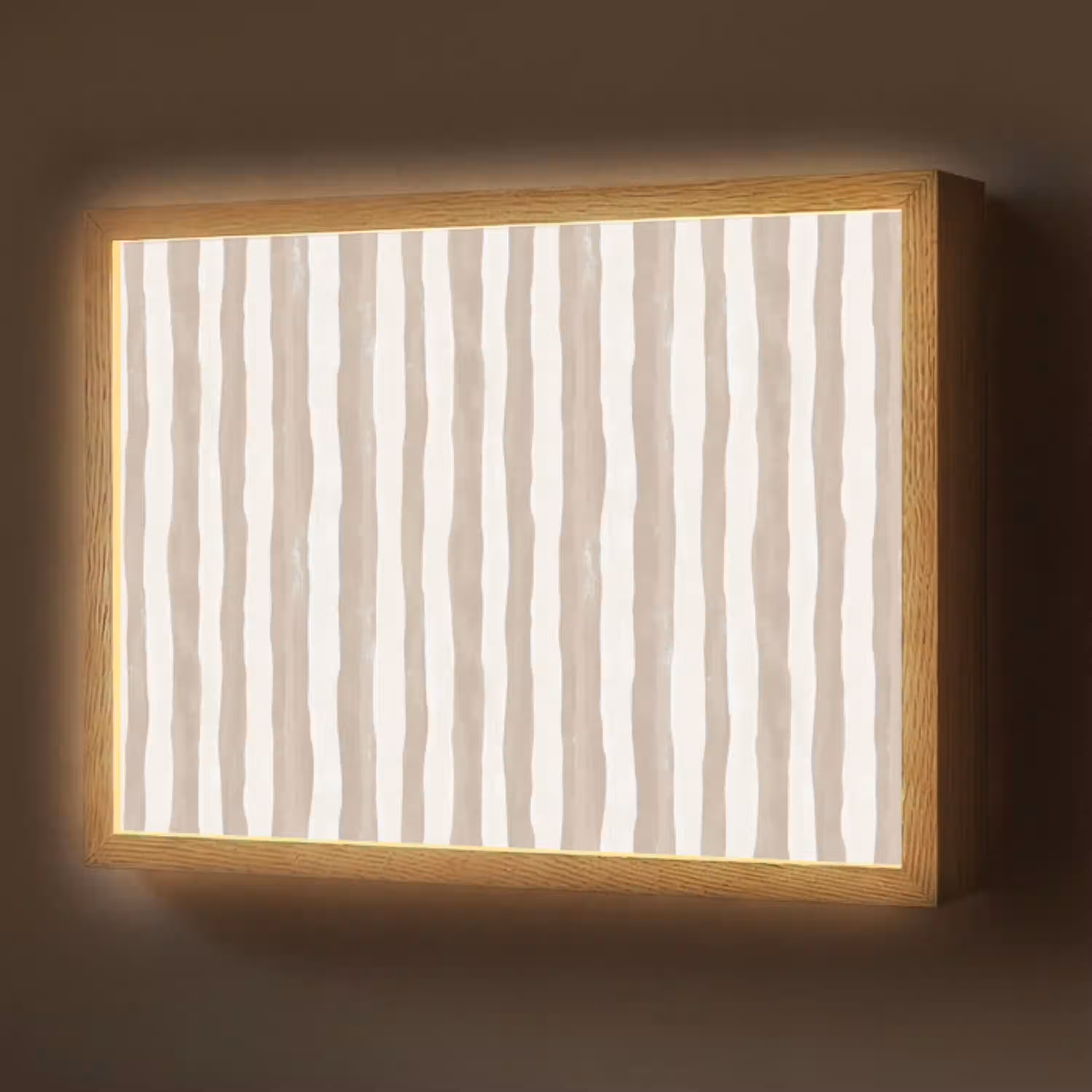 Minimalistisch - Strepen - Beige Light Box met batterij (Wandlamp) middel 907 -z3d_website
