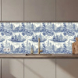 Huizen - Bomen - Water - Vogels - Blauw keuken achterwand 2 middel 871 zz_3dshopping