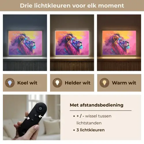 Leeuw - Verf- Kleuren - Dier Light Box met batterij (Wandlamp kind) middel -USP_lichtkleurNL