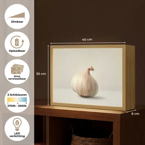 Knoflook - Natuurlijk - Beige Light Box met batterij (Wandlamp) middel -USP_websiteoverzichtNL