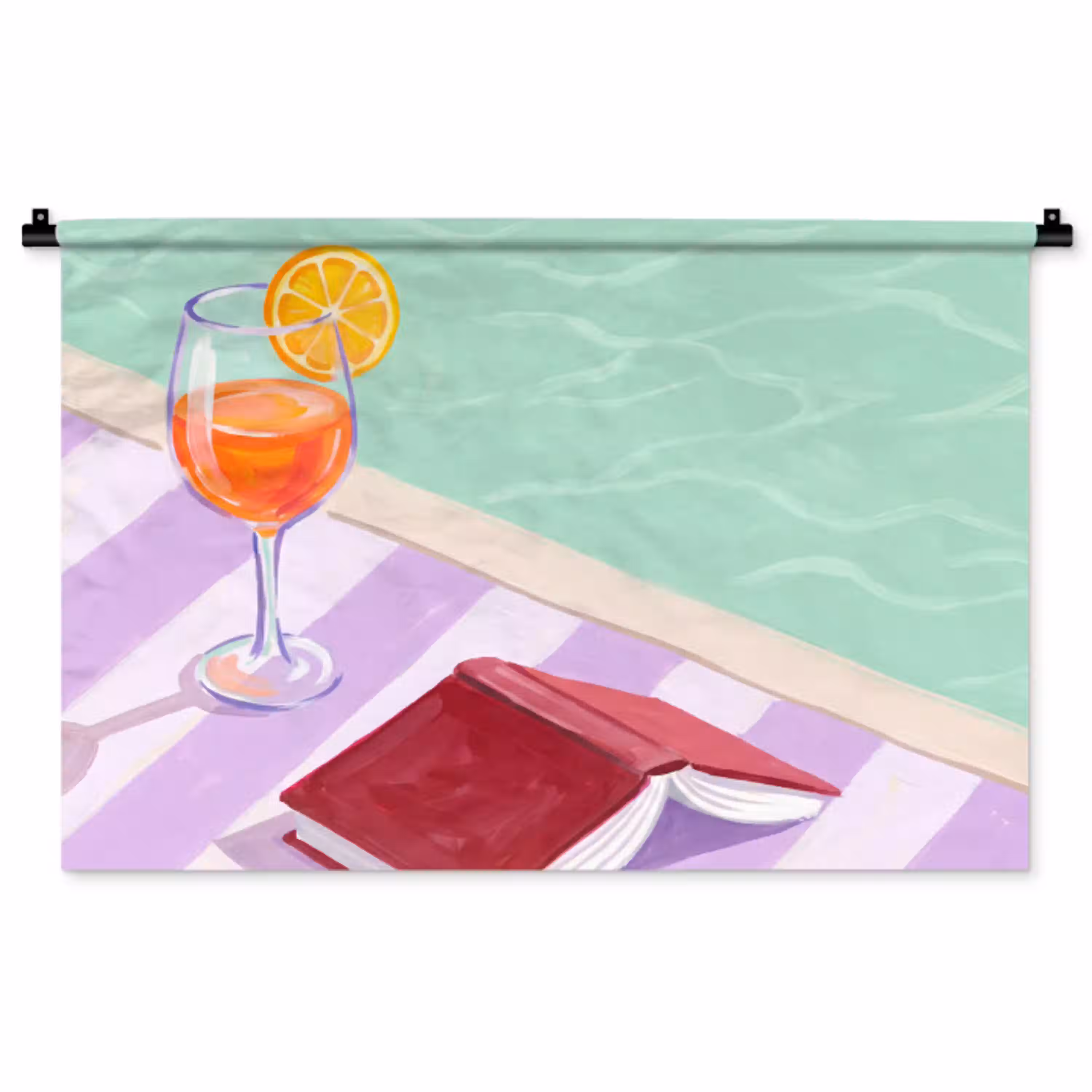Cocktail - Zwembad - Zomer Wandkleed katoen middel -zz3d