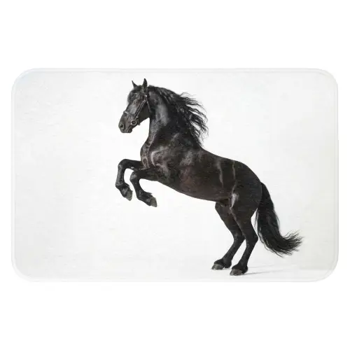 Zwart - Paard - Portret Badmat klein -3d