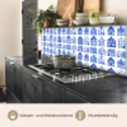 Patroon - Huizen - Blauw keuken achterwand 2 middel 871 -usp_DE