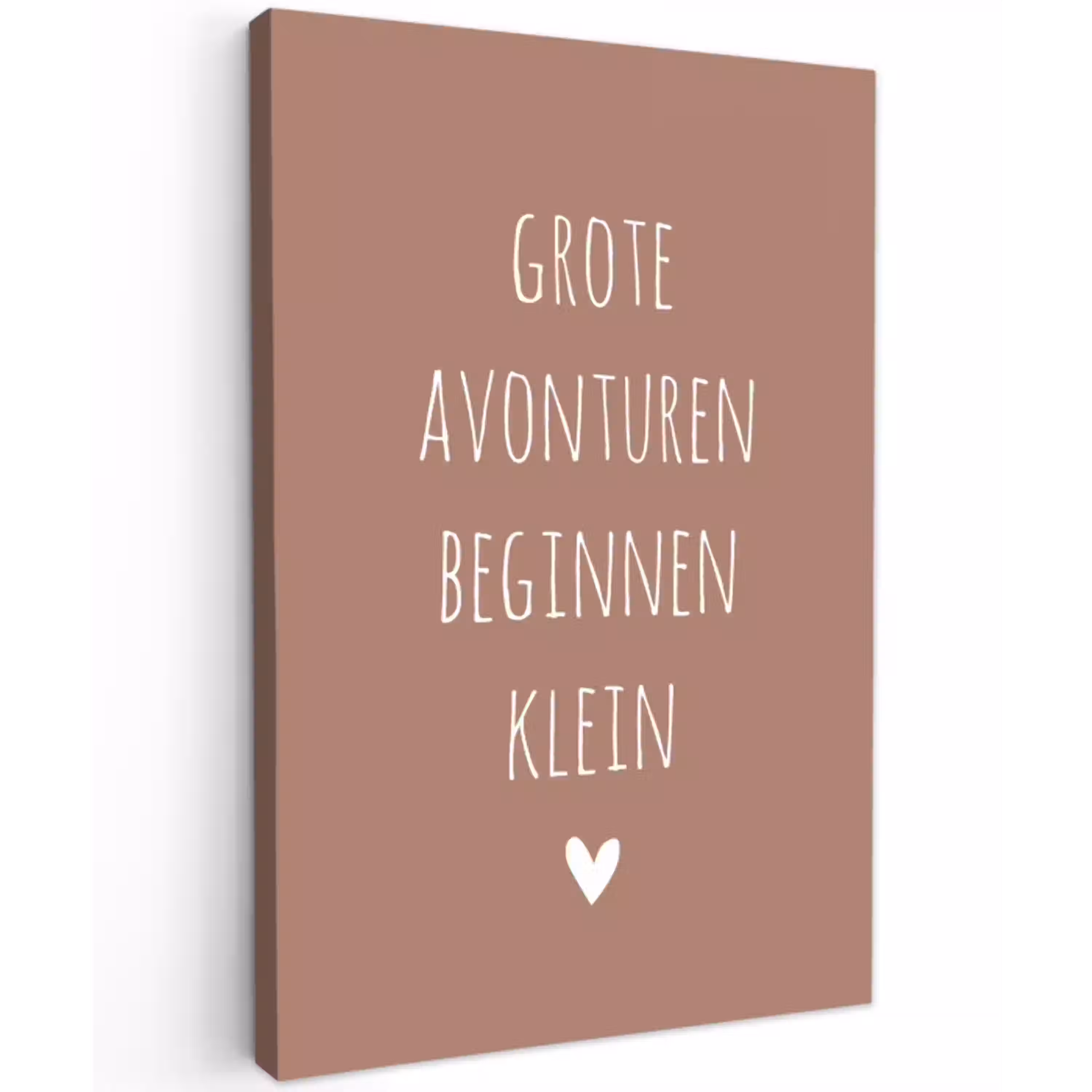 Quotes - Grote avonturen beginnen klein - Spreuken Tuinposter op houten frame 2 cm dik klein -3d