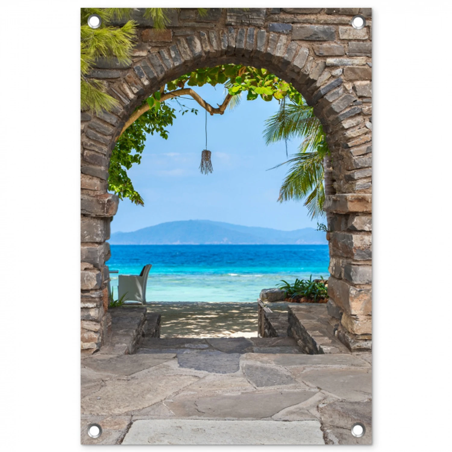 Een poort naar paradijs tuinposter los doek klein -3d