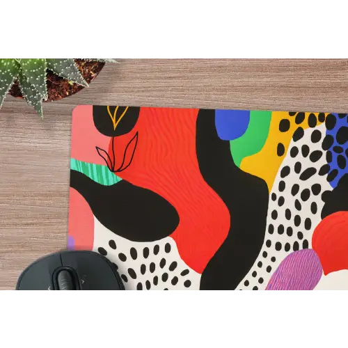 Abstract - Vormen - Kleuren - Stippen muismat rubber klein -closeup