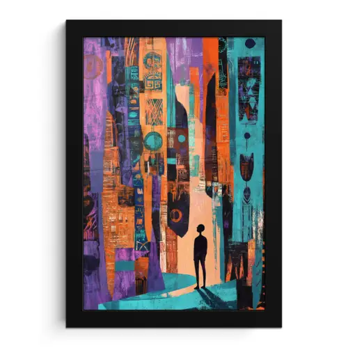 Abstract - Figuren - Kleurrijk fotolijst zwart zonder passe partout klein -3d