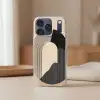 Grafisch gebogen motief - Beige Telefoonhoesje iPhone 17 Pro klein -sfeer2