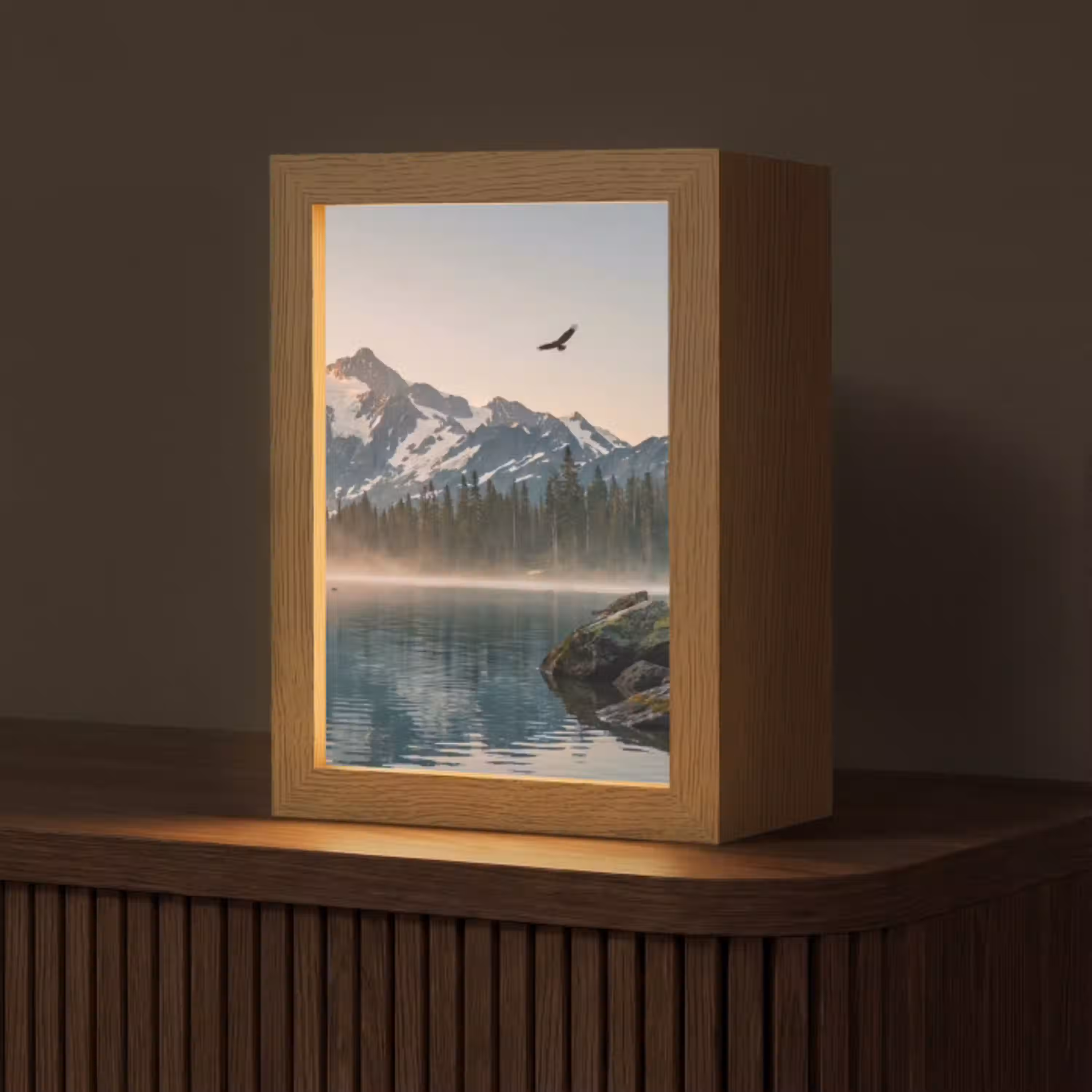 Bergen - Water - Bomen Light Box met kabel (Tafellamp) klein -z3d_website