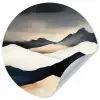 Bergen - Donkerblauw - Landschap Wandcirkel behangsticker klein -3d