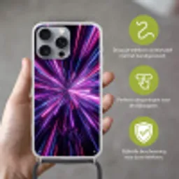 Lichtsnelheid - Ruimte - Roze - Paars Hoesje iPhone 16 Pro Max met koord klein -sfeer2_NL