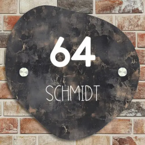 Verweerd metaal - Modern Naambord Organisch middel -sfeer10