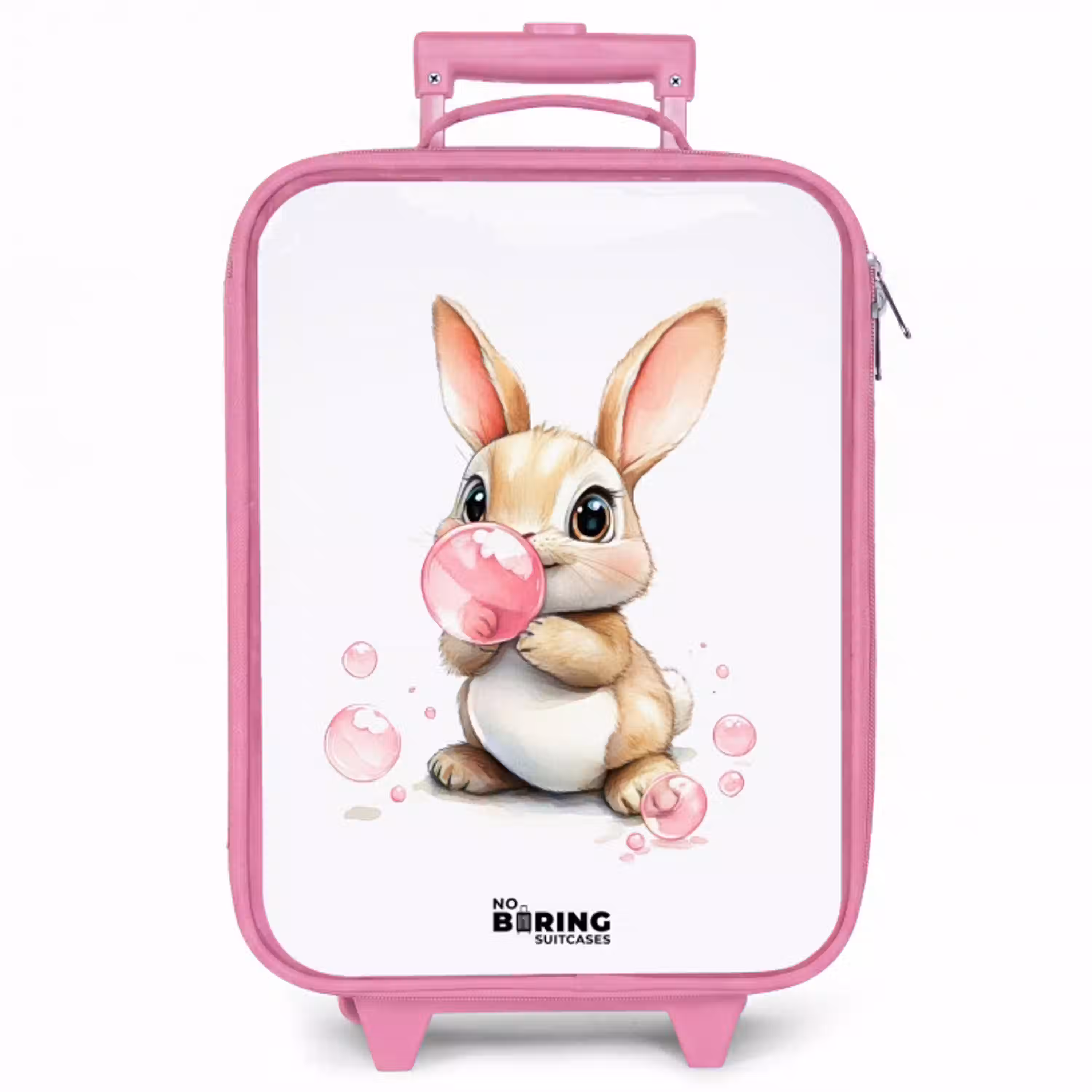 Bruin konijntje met roze bellen Kinderkoffer - Roze klein -zzz_website3d