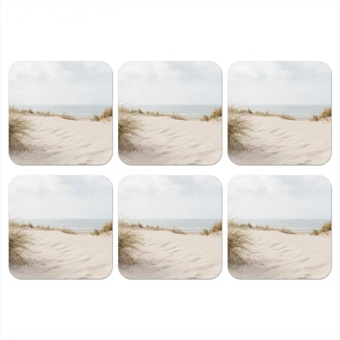 Wolken - Duinlandschap - Zand onderzetter kurk middel -3d