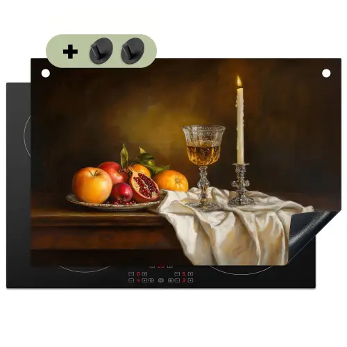 Fruit -  Stilleven - Wijn - Kaars Inductie beschemer met haakjes klein -3d