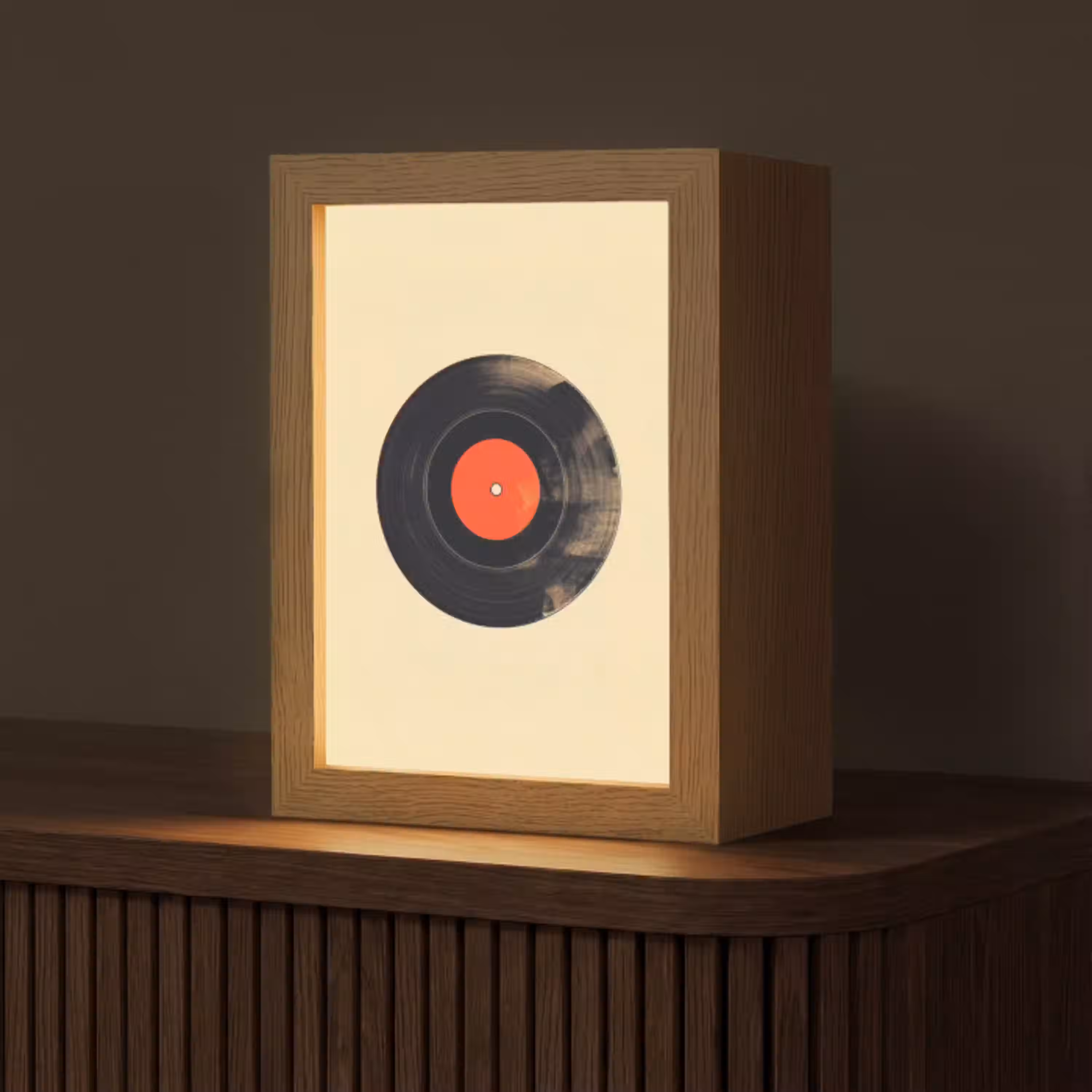 Illustratie - Vinylplaat - Beige - Vintage Light Box met kabel (Tafellamp) klein -z3d_website