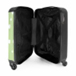 Groene achtergrond met witte stippen NBS - Handbagage koffer - Unisex middel -binnenkant