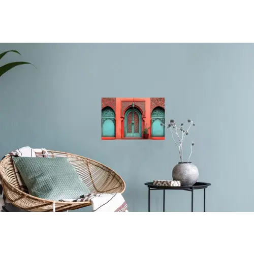 Lantaarn - Deur - Turquoise Muursticker klein -plant