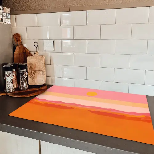 Zon - Abstract - Landschap - Oranje Inductie beschermer vinyl 3mm klein -sfeer3