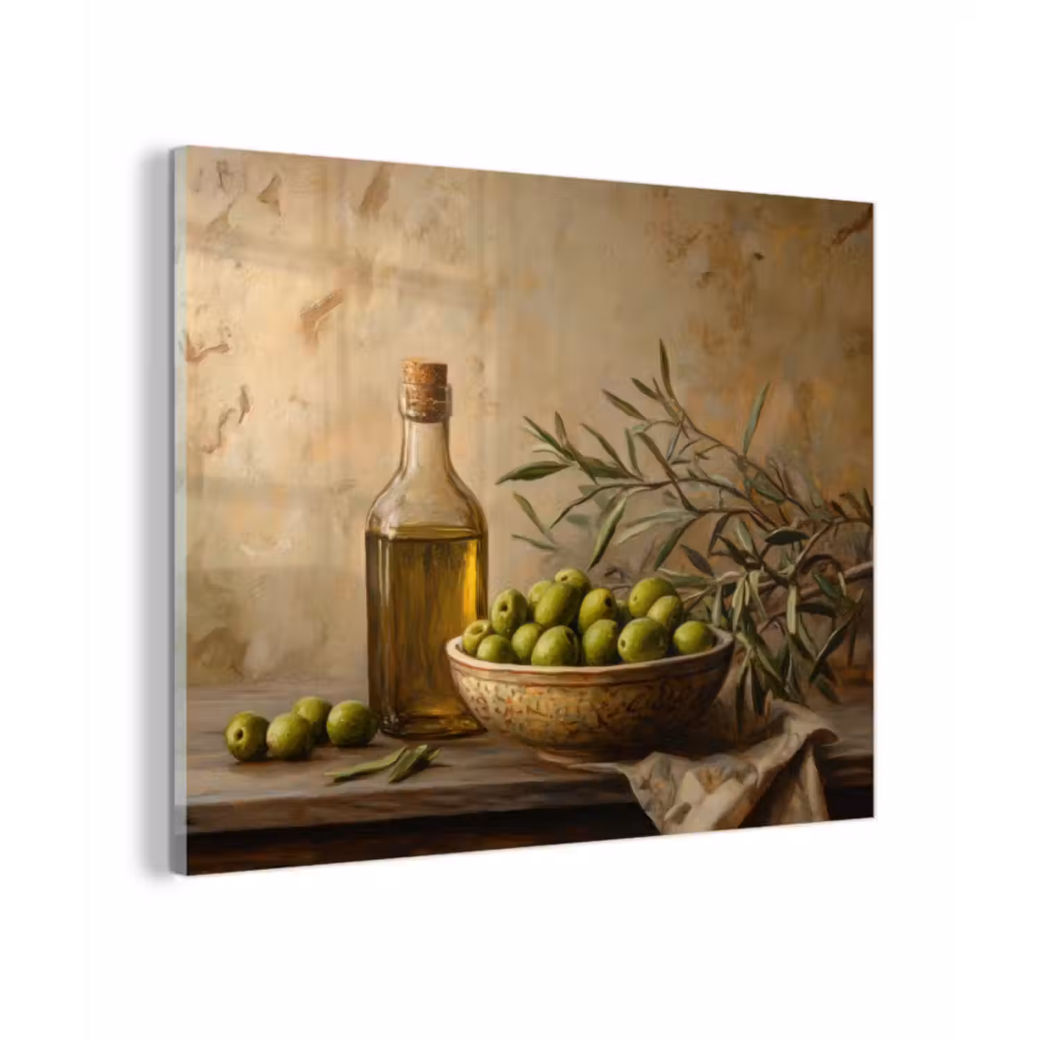 Glas schilderij - Olijven - Stilleven - Vintage