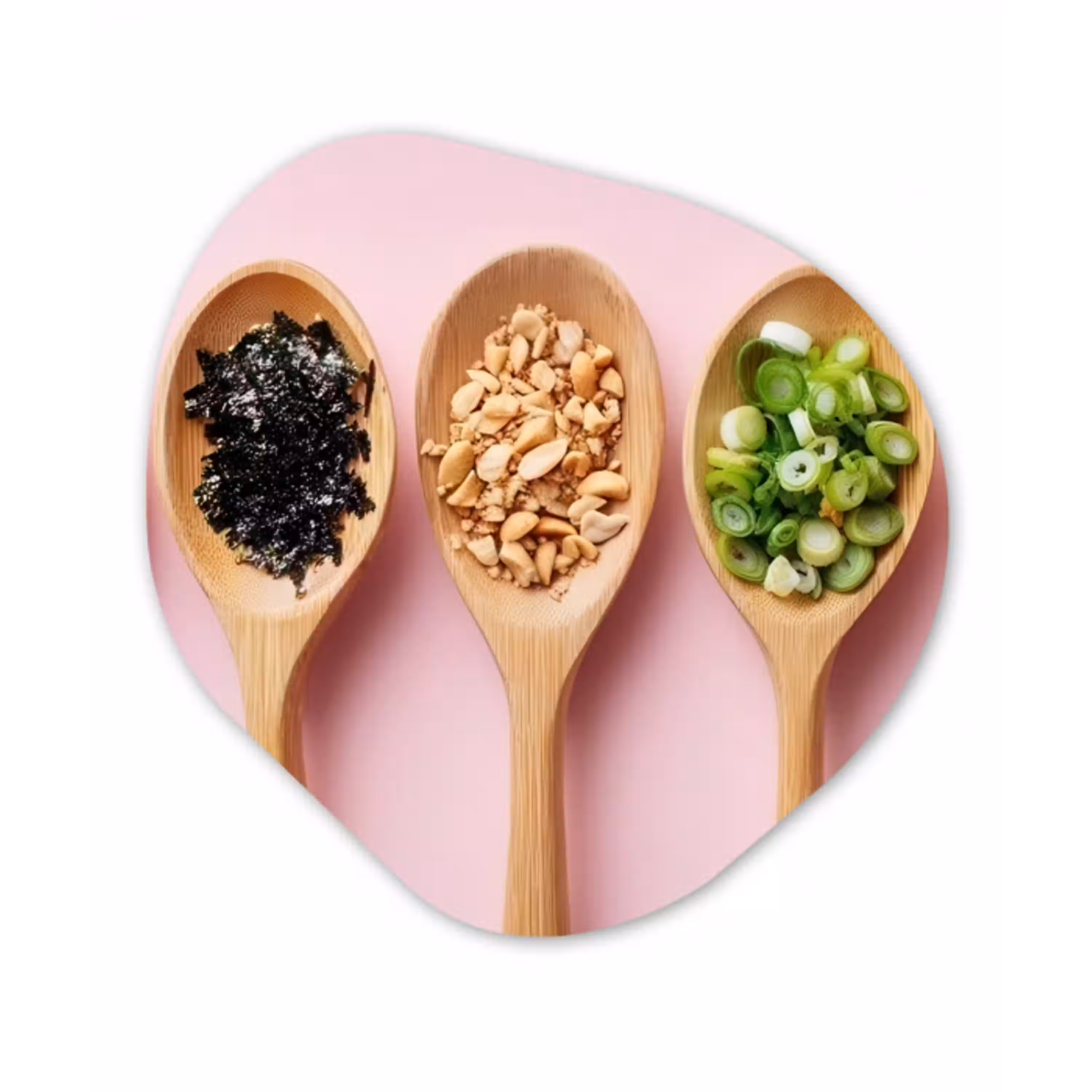 Ingrediënten - Lepels - Hout - Roze Wandcirkel Organisch Plexiglas middel -3d