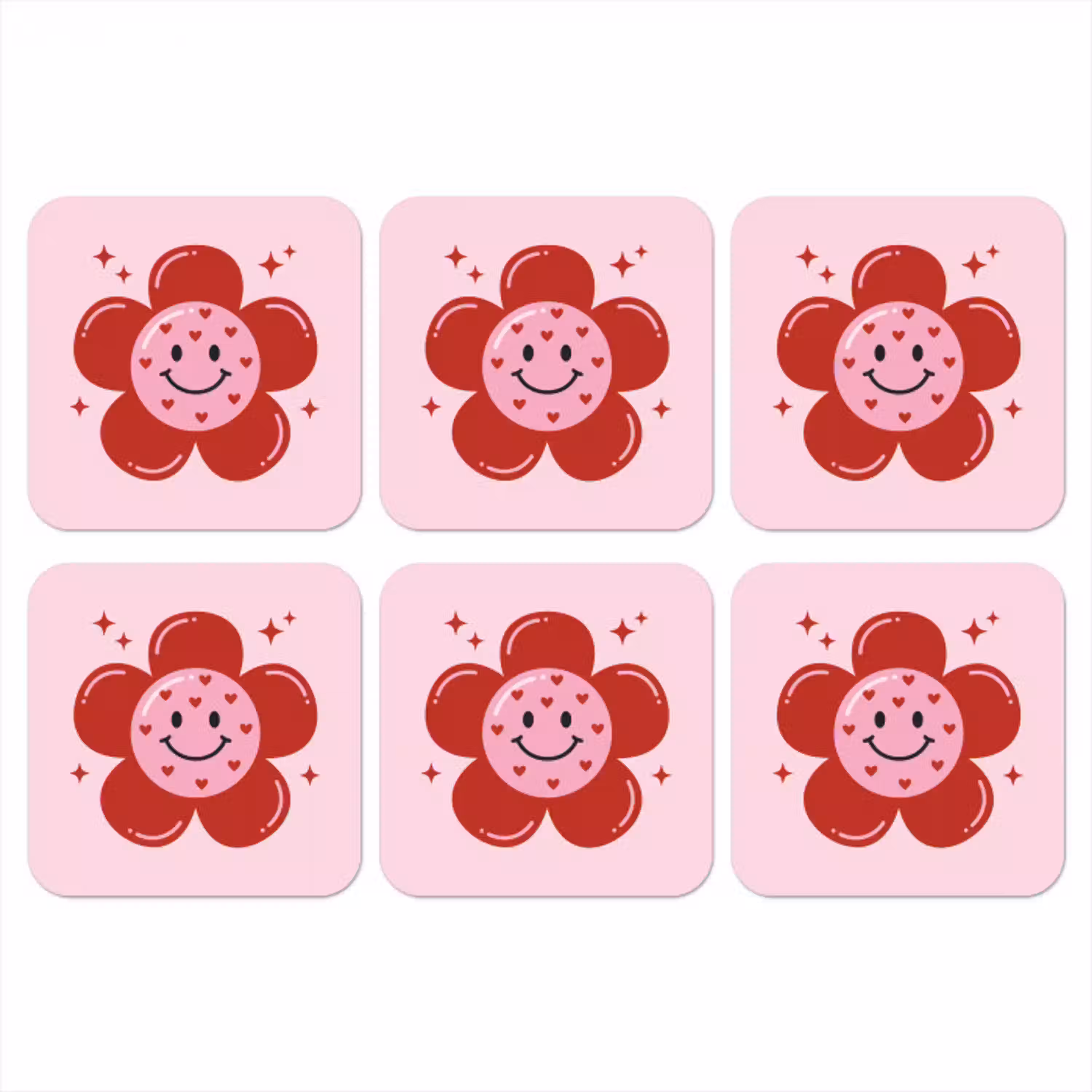 Bloem - Roze - Hartjes onderzetter kurk middel -3d