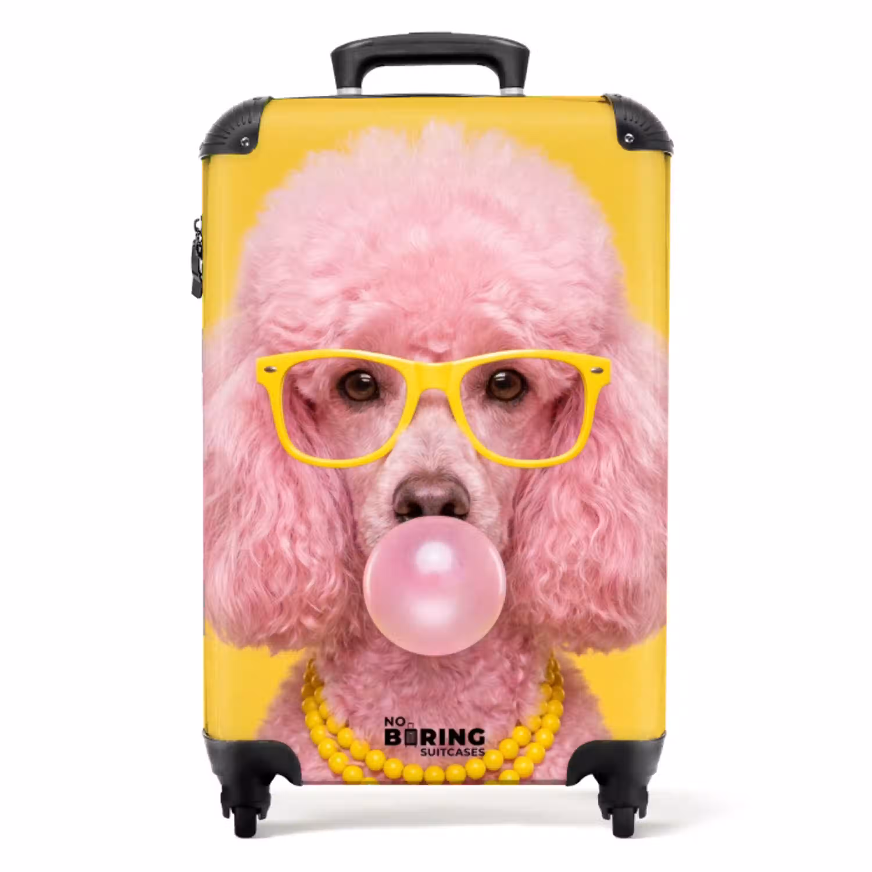 Hond - Kauwgum - Dieren - Modern - Roze NBS - Handbagage koffer - Volwassenen Unisex middel -productfoto_recht