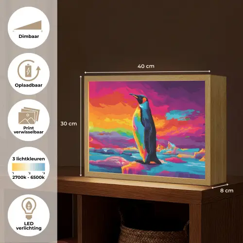 Ijsschots - Pinguïn - Abstract - Lucht Light Box met batterij (Wandlamp) middel -USP_websiteoverzichtNL