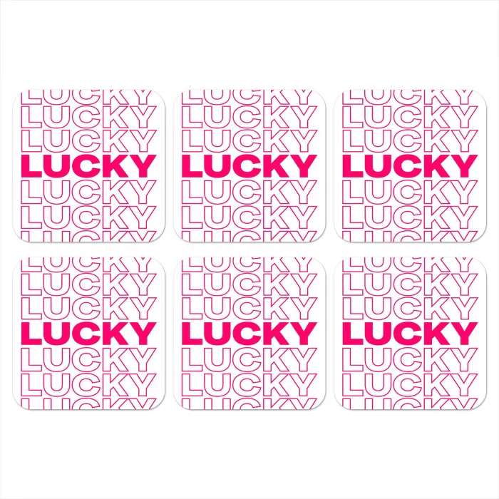 Lucky - Roze - Patroon onderzetter kurk middel -3d