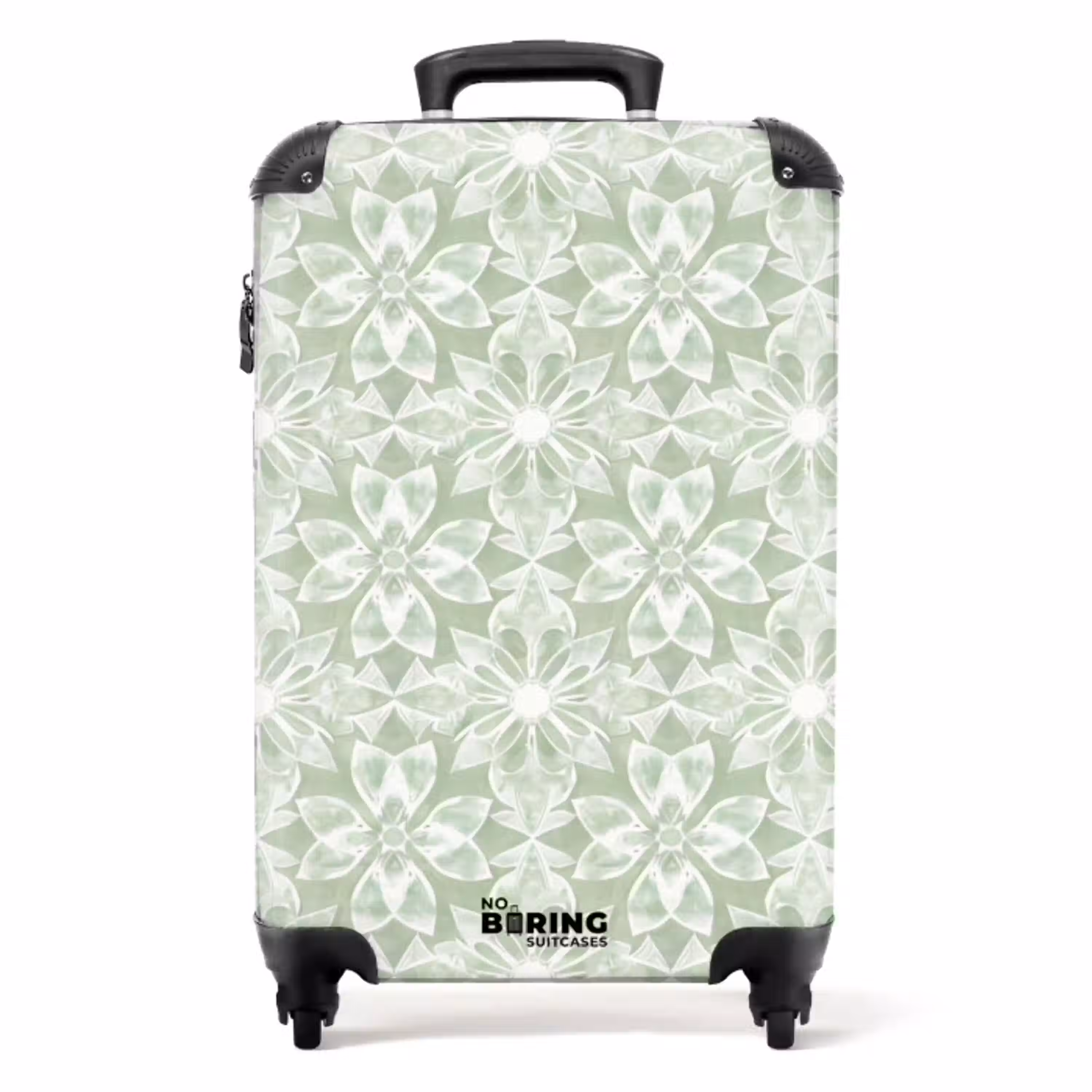 Saliegroen - Symmetrisch - Mandala - Ornament - Patroon NBS - Handbagage koffer - Volwassenen Unisex middel -productfoto_recht