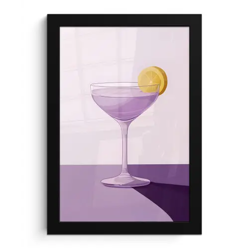 Cocktail - Paars - Minimalistisch - Citroen fotolijst zwart zonder passe partout klein -3d