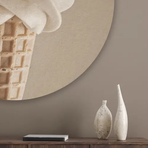 IJs - Softijs - Romig - Hoorntje - Beige Akoestische PET Vilt - Rond klein -sfeer5_closeup