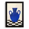 Vaas - Blauw - Geblokt - Modern fotolijst zwart zonder passe partout klein -3d